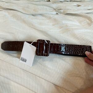 & Other Stories Brown Croc Leather Belt size S